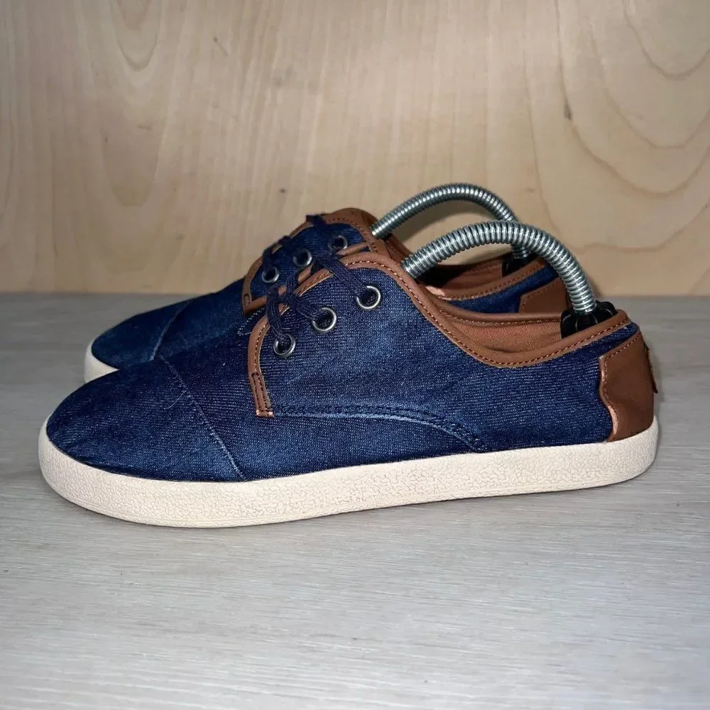 Toms Paseo Blue Denim Lace Up Shoes Youth 4‎ UK 3 EURO 36